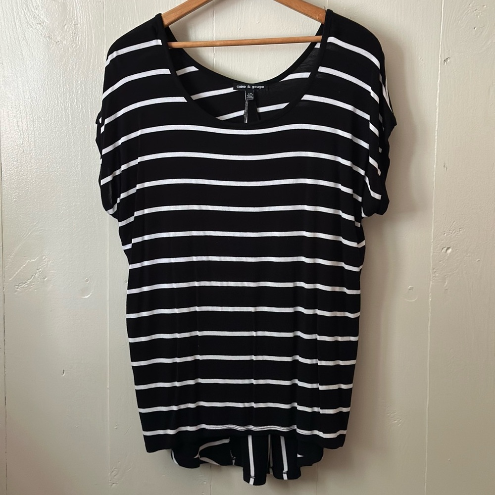 Cable & Gauge Black and White Dolman Sleeve Oversized Tee